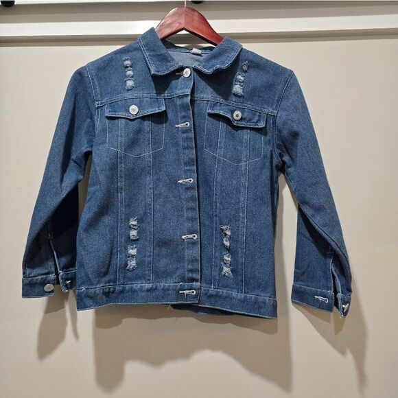 Girls Unicorn Print Denim Jacket NWOT Size 12 Blue - Picture 2 of 4